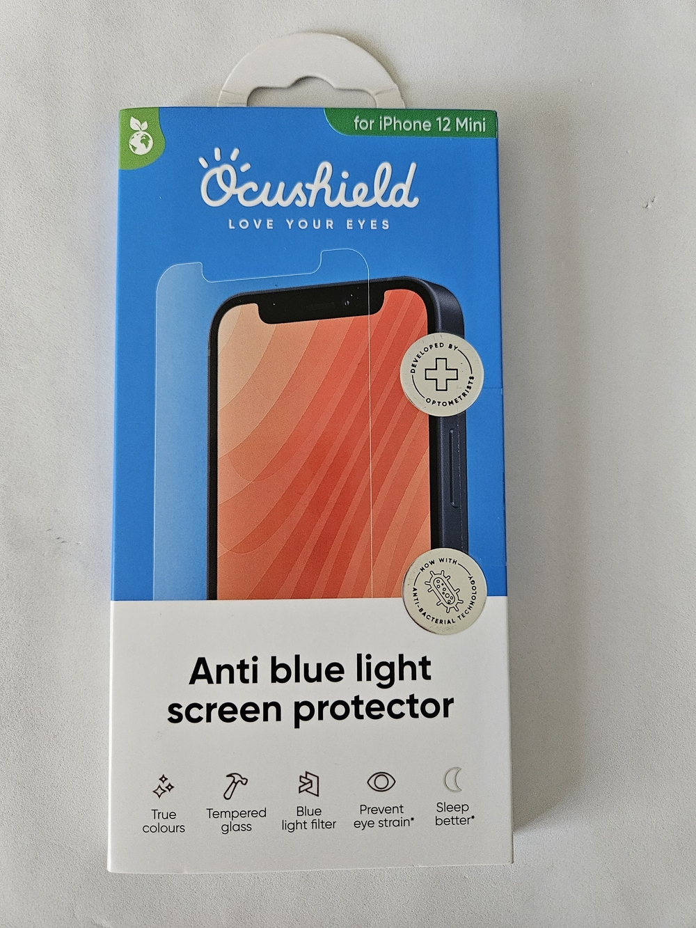 Ocushield Anti Blue Light Screen Protector for iPhone 12 Mini - Blue/White